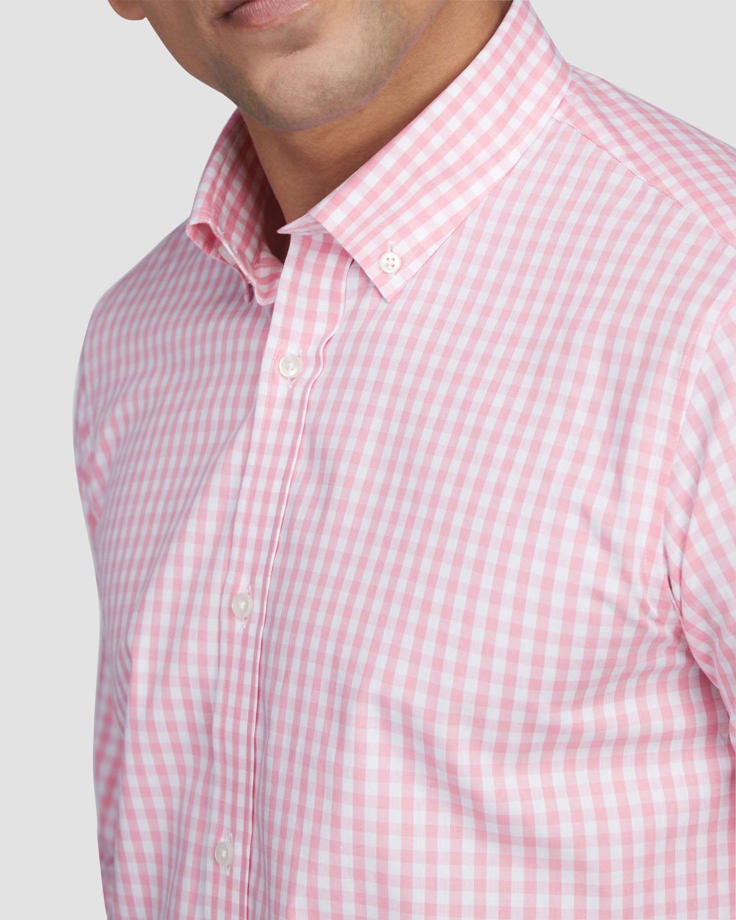 Oyster Pink Gingham Checked Shirt 